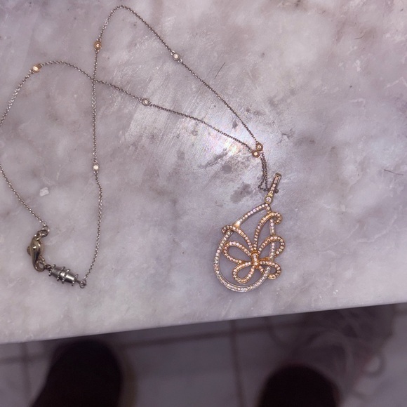 Simon G. Gold and Silver Floral Necklace - Picture 2 of 5